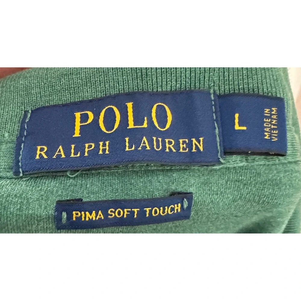 Polo Ralph Lauren Men Pima Soft Touch Polo Shirt Green Heather Large L Short Slv